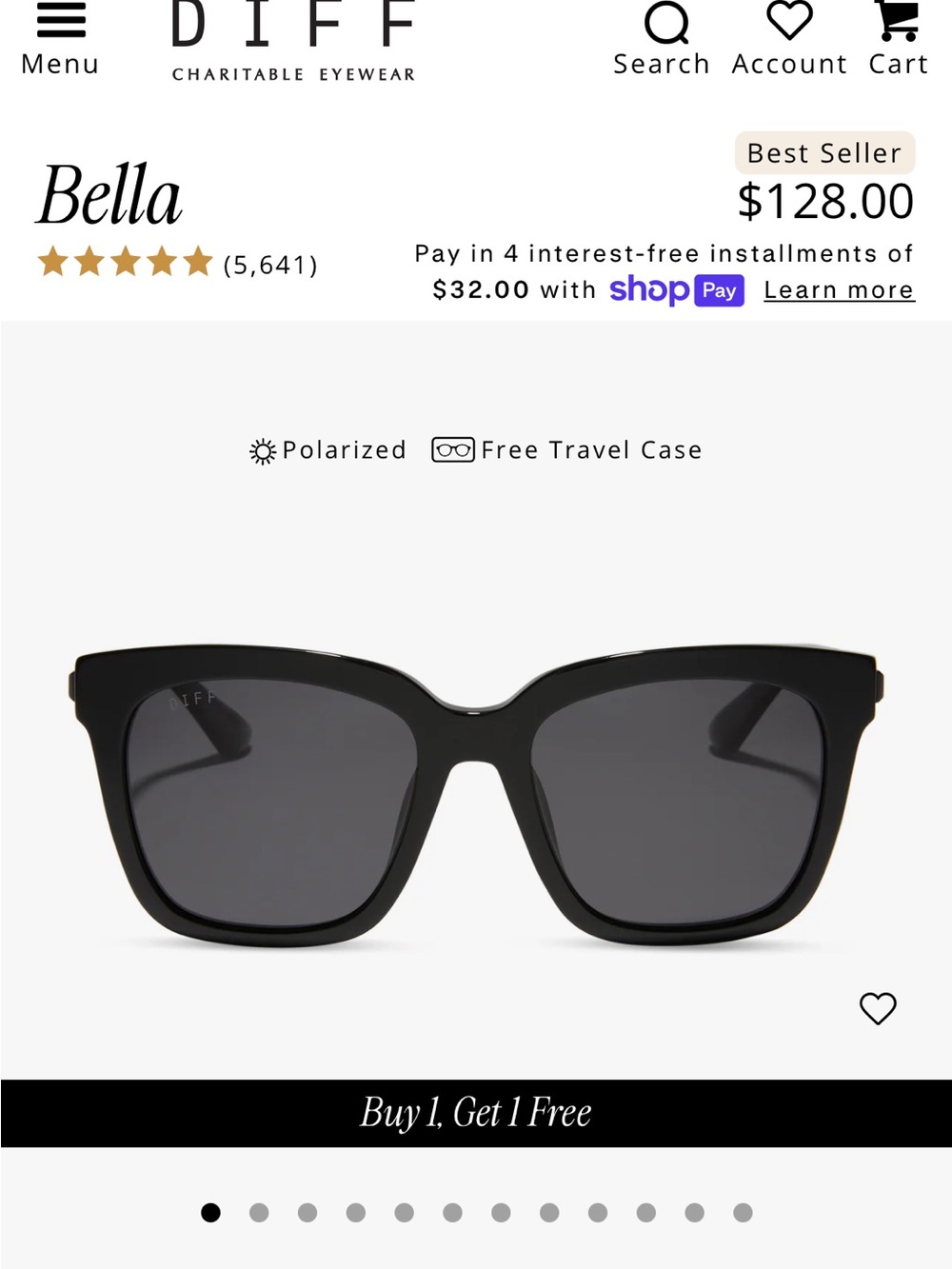 Diff Eyewear Bella Black Sunglasses